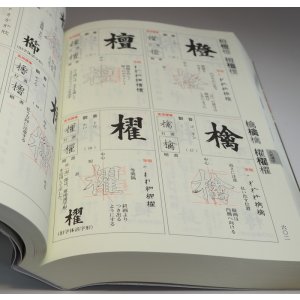 Photo: Writing brush way to fill out dictionary of Japanese Kanji characters book