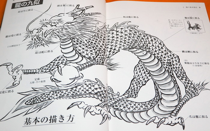 Photo1: HOW TO DRAW DRAGONS BOOK RYU INK WASH PAINTING ART JAPAN JAPANESE TATTO (1)